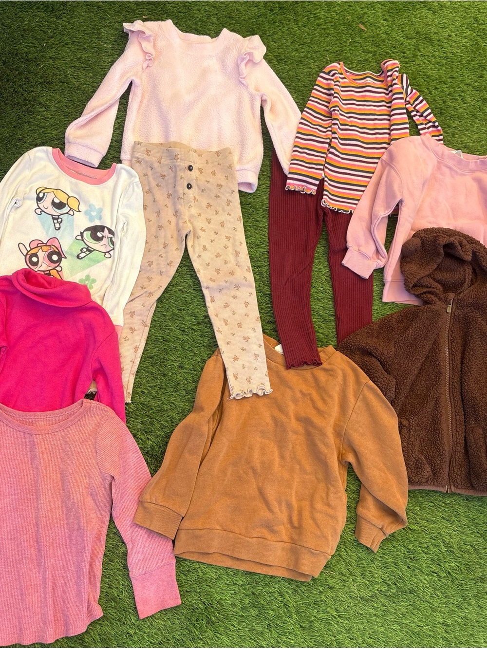 Powerpuff Girls White Graphic Long Sleeve Top - Pink & White Set